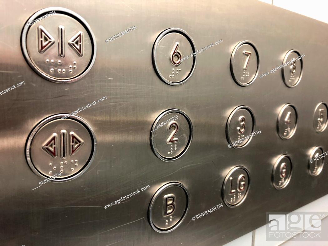 Stock Photo: Buttons in an elevator.