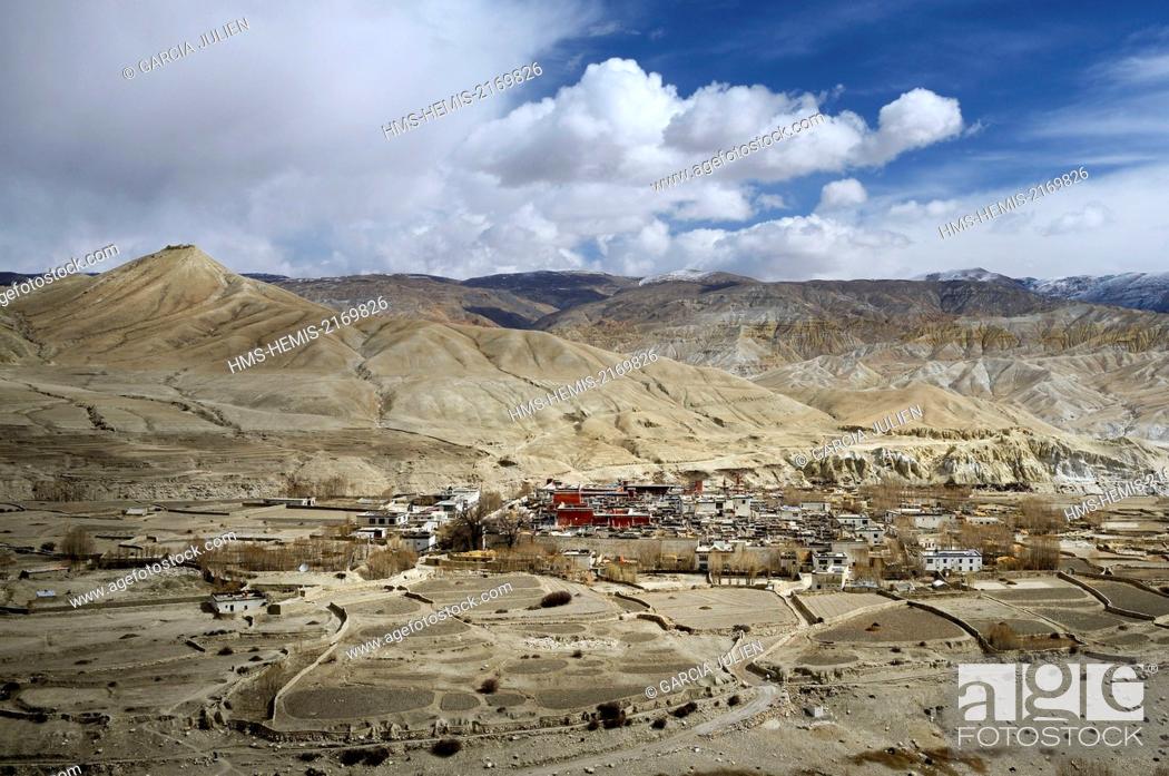 Stock Photo: Nepal, Gandaki zone, Upper Mustang (near the border with Tibet), the walled city of Lo Manthang, the historical capital of the Kingdom of Lo.