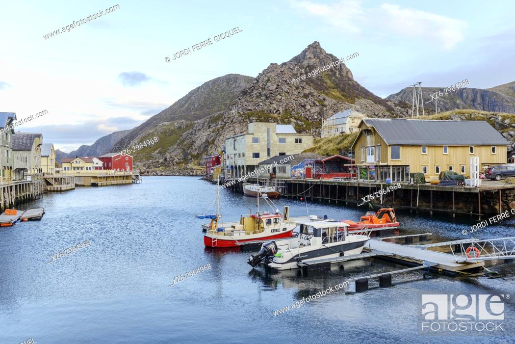 Stock Photo: Fishing village of Nyksund, Langøya island, Archipelago of Vesterålen, county of Nordland, Norway, Europe.