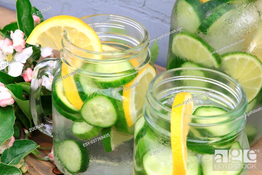 Stock Photo: Served Naturally Flavored Cucumber water.
