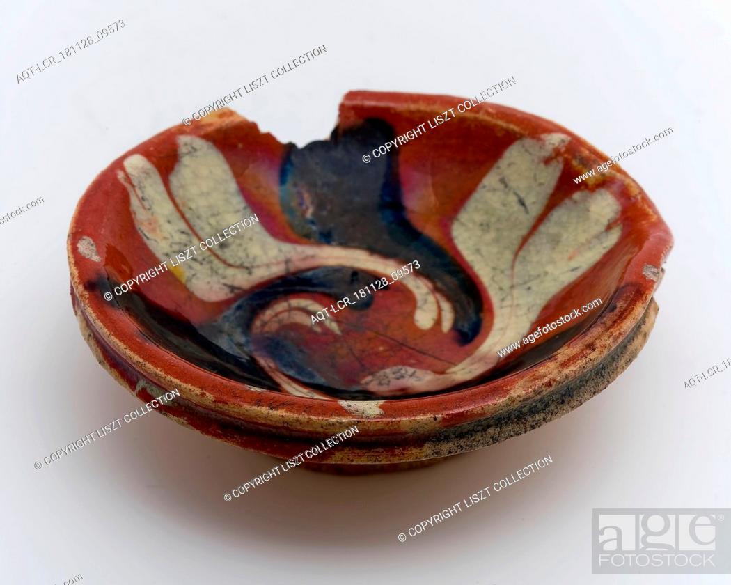 Stock Photo: Pottery toy bowl with shank, decorated in sludge technology, dish dish tableware holder toy relaxing device soil find ceramic earthenware glaze lead glaze.