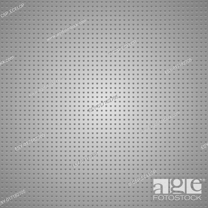 Stock Vector: Structured gray metallic perforated sheet.