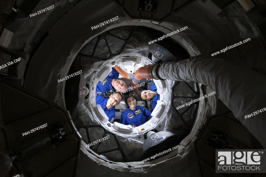 Stock Photo: Expedition 67 Flight Engineers (clockwise from bottom) Samantha Cristoforetti, Bob Hines, Kjell Lindgren, and Jessica Watkins.