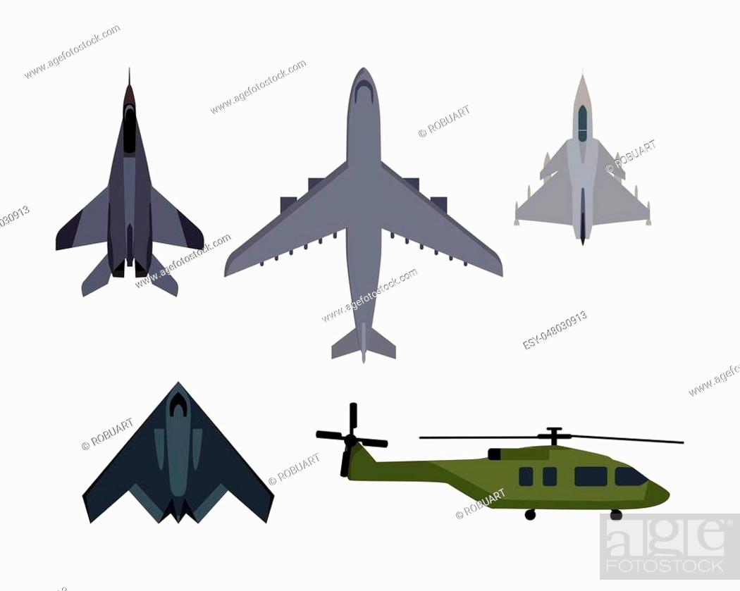 Military aircraft set. Fighter jet, bomber, interceptor ...