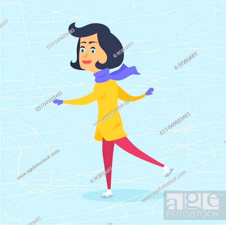 Isolated cartoon girl in warm winter clothes is skating on frozen surface,  Stock Vector, Vector And Low Budget Royalty Free Image. Pic. ESY-049023483  | agefotostock