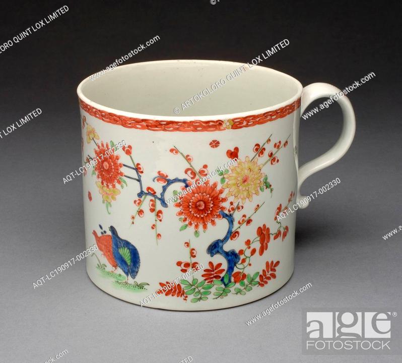 Stock Photo: Mug, c. 1760/70, Worcester Porcelain Factory, Worcester, England, founded 1751, Worcester, Soft-paste porcelain, polychrome enamels, H. 12.