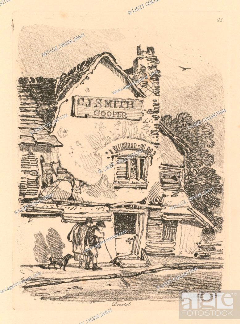 Stock Photo: Liber Studiorum: Plate 41, House at Bristol, 1838. John Sell Cotman (British, 1782-1842). Softground etching, from a bound volume containing 48 plates; sheet:.