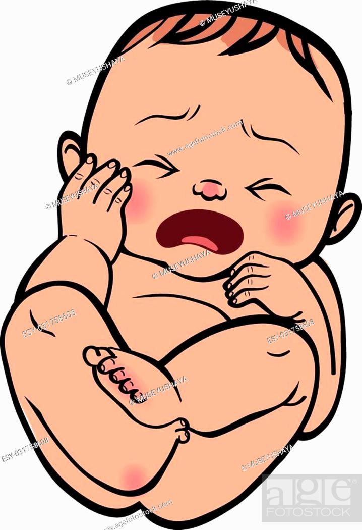 Newborn little baby crying with small arms and legs - stylized art for  logos, signs, Stock Vector, Vector And Low Budget Royalty Free Image. Pic.  ESY-031758608 | agefotostock
