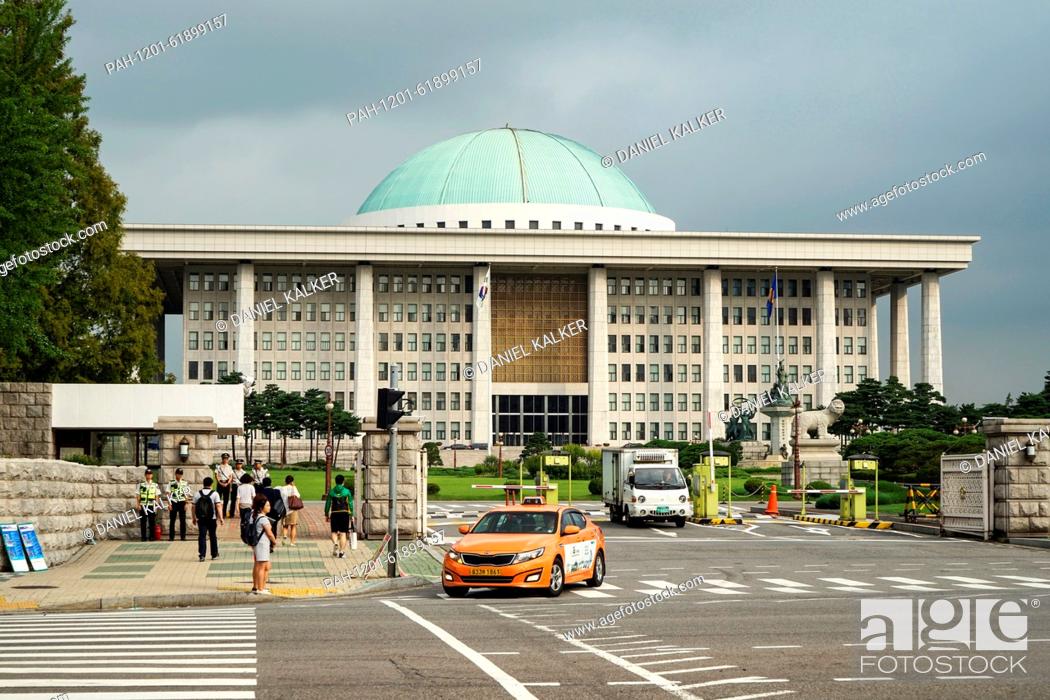 Stock Photo: South Korea: National Assembly Building of South Korea (parliament), Seoul. Photo from 2. September 2015. | usage worldwide. - Seoul/Republic of Korea.