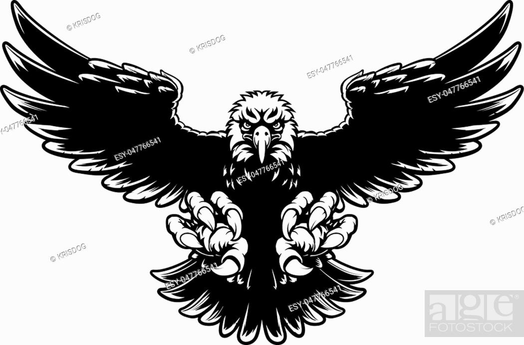 Black and white American bald eagle mascot swooping with claws out and  wings spread, Stock Vector, Vector And Low Budget Royalty Free Image. Pic.  ESY-047766541 | agefotostock