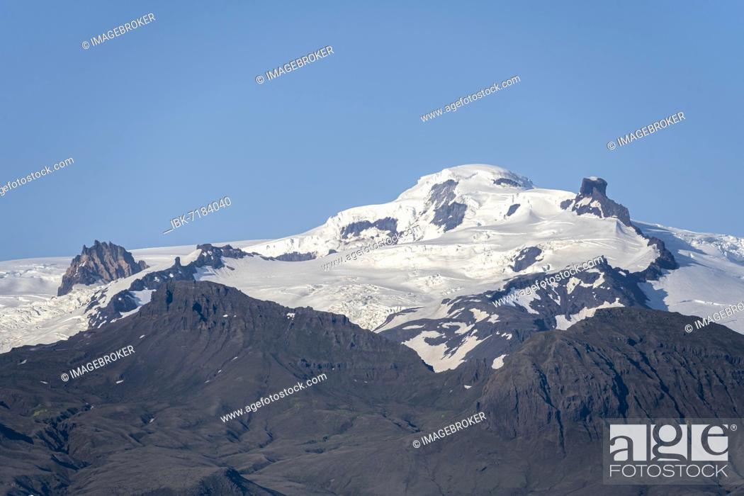 Stock Photo: View of glacier tongues and mountains, glacier tongues on Vatnajökull glacier, Mount Kristínartindar, Vatnajökull National Park, Austurland, Iceland, Europe.