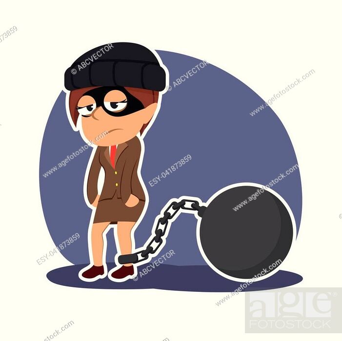 Indian thief businesswoman chained with iron ball, Stock Vector, Vector And  Low Budget Royalty Free Image. Pic. ESY-041873859 | agefotostock