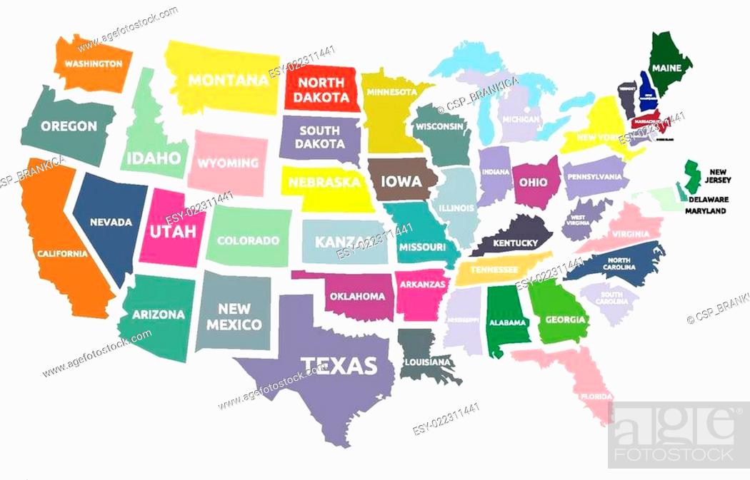 Stock Photo: USA map with states.