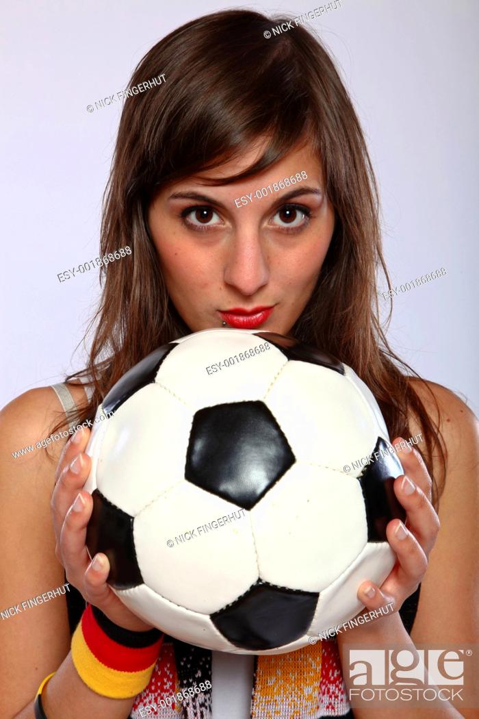 Stock Photo: Serious German Soccer Fan Girl.
