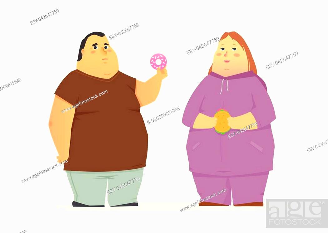 Plump couple eating unhealthy food - cartoon people characters isolated  illustration on white..., Stock Vector, Vector And Low Budget Royalty Free  Image. Pic. ESY-042647759 | agefotostock