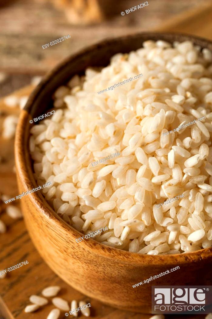 Stock Photo: Raw Organic Arborio Rice in a Bowl.