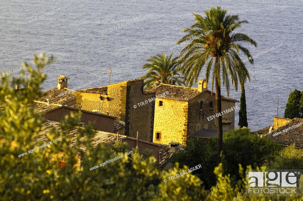 Stock Photo: Village of Lluc Alcari. DeiÃ. Tramuntana Coast. Mallorca. Balearic Islands. Spain.