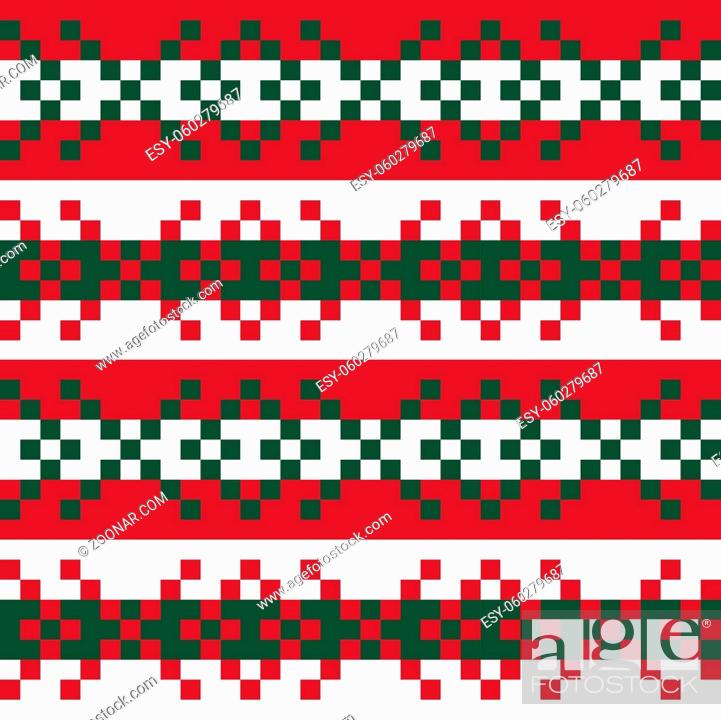 Stock Photo: Christmas fair isle pattern background for fashion textiles, knitwear and graphics.