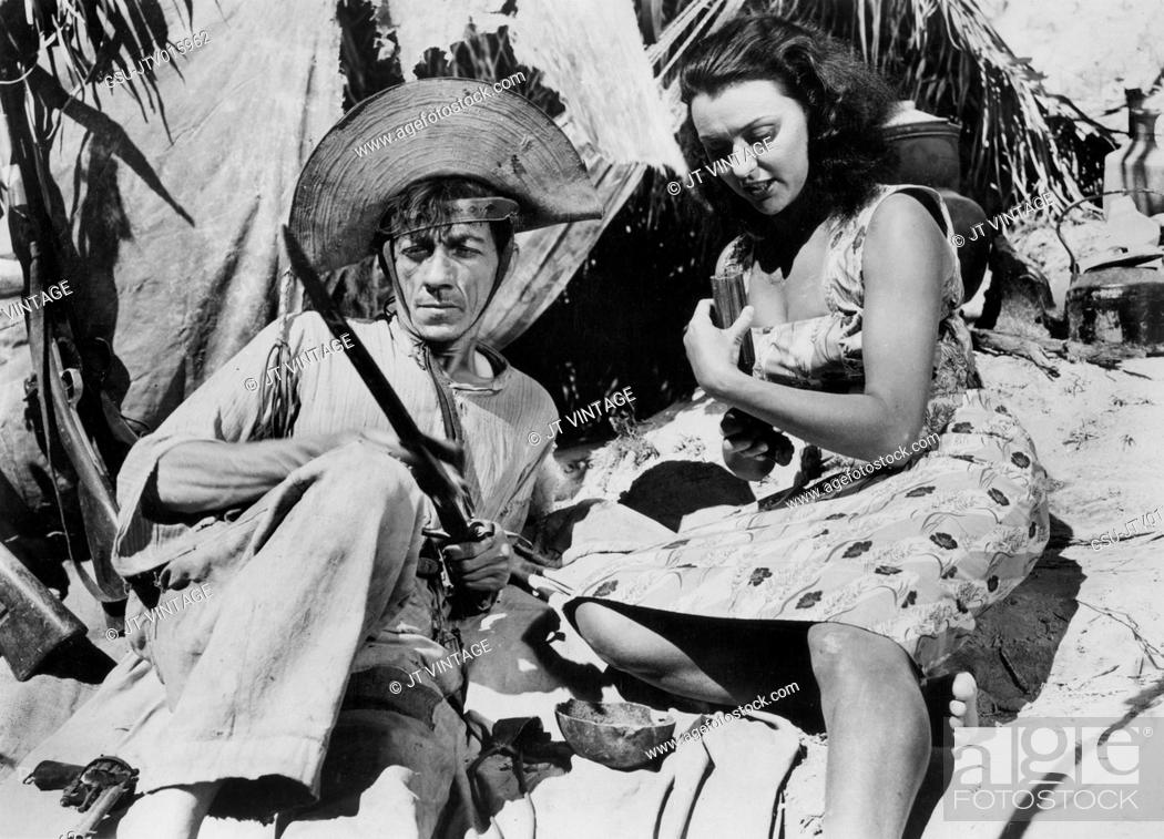 Stock Photo: Adoniron Barbosa, Neusa Veras, on-set of the Brazilian Film, The Ninth Bullet, Original Title: O Cangaceiro, Vera Cruz Studios, Columbia Pictures, 1953.