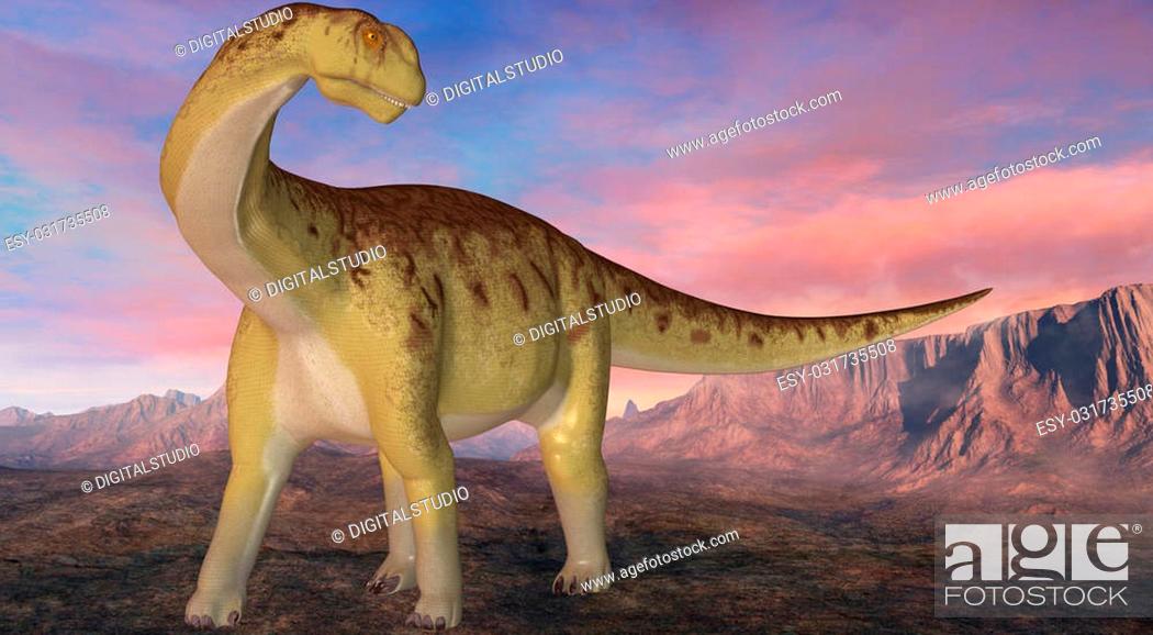 Stock Photo: 3D Render of an Camarasaurus-3D Dinosaur.