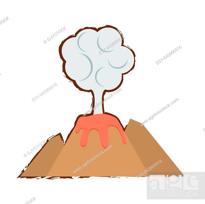 volcan eruption lava mountain cloud color sketch vector illustration eps  10, Stock Vector, Vector And Low Budget Royalty Free Image. Pic.  ESY-042800916 | agefotostock