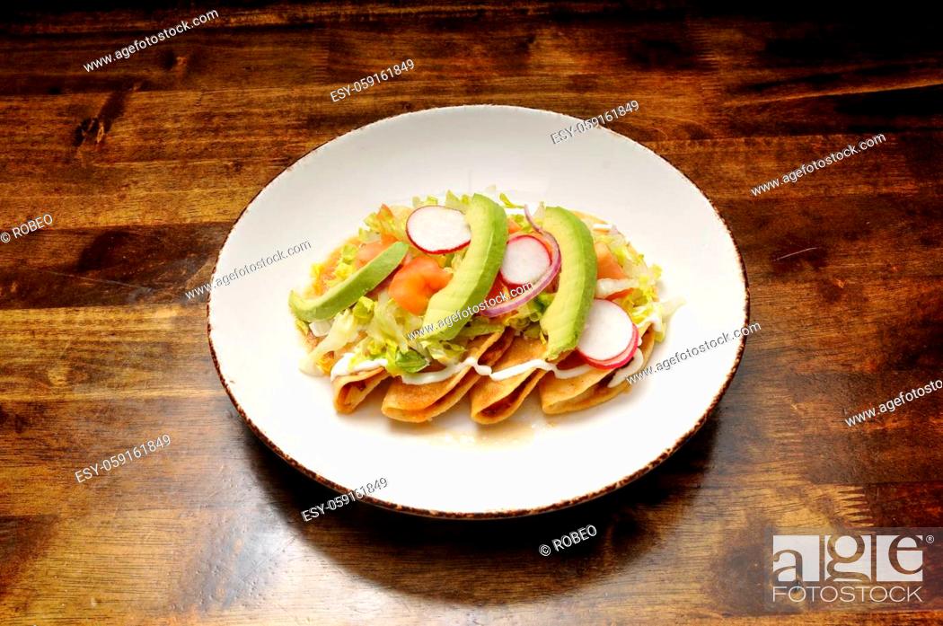 Stock Photo: Authentic tex mex mexican cuisine known as a Tacos Al Pastor.