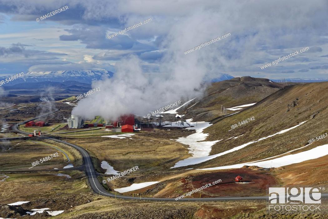 Stock Photo: Geothermatic stream power plant Kroefluvirkjun, near Myvatn, Iceland, Europe.