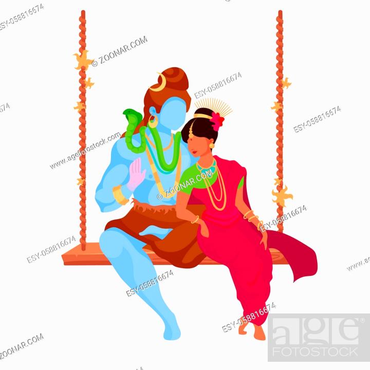 Shiva and Parvati flat color vector faceless characters, Stock Photo,  Picture And Low Budget Royalty Free Image. Pic. ESY-058816674 | agefotostock