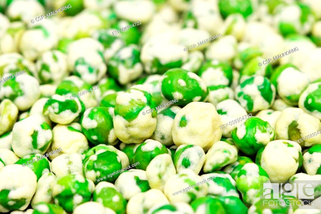 Stock Photo: Wasabi Coated Green Peas.
