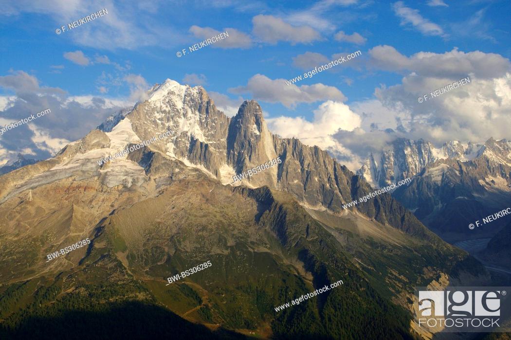 Stock Photo: Aiguille Verte with Drus, view from Lac Blanc, France.