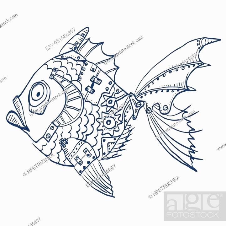 fish with mechanical parts of body. Hand drawn background of animal robot  fish mechanical objects, Stock Vector, Vector And Low Budget Royalty Free  Image. Pic. ESY-051686897 | agefotostock