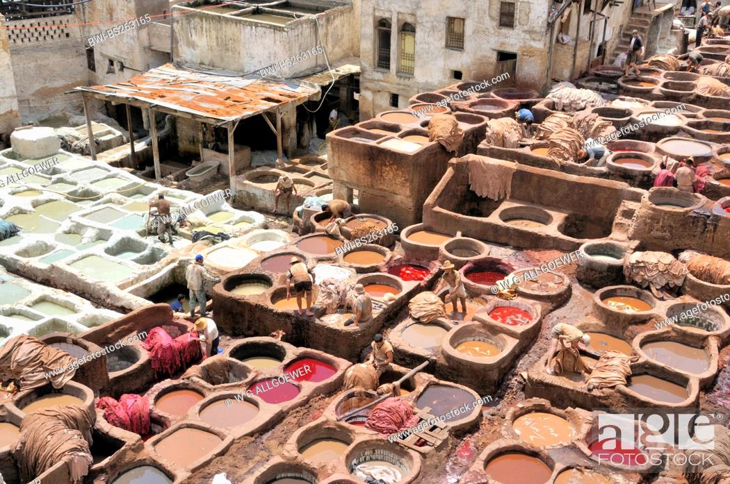 Stock Photo: tanners' and dyers' quarter chouwara, Morocco, Fes.