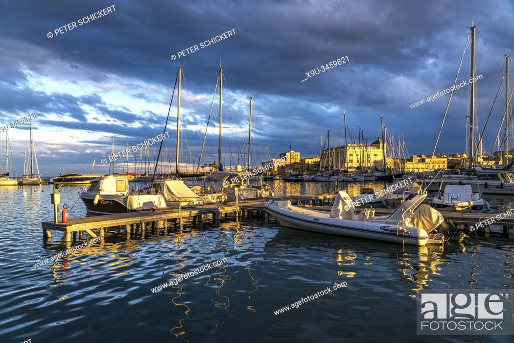 Stock Photo: Ortygia island harbour, Syracuse, Sicily, Italy, Europe.