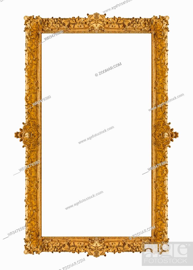 Photo de stock: Old wooden picture frame isolated on white background.