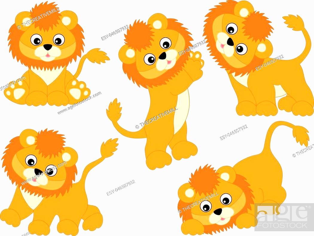 Vector set of cute cartoon lions. Vector lion cub. Lions vector  illustration, Stock Vector, Vector And Low Budget Royalty Free Image. Pic.  ESY-046507932 | agefotostock