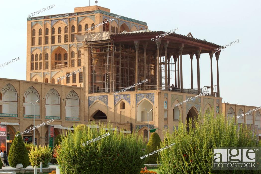 Stock Photo: ISFAHAN, IRAN - OCTOBER 10, 2016: Ali Qapu Palace on Meydan-e Imam on October 10, 2016 in Isfahan, Iran.