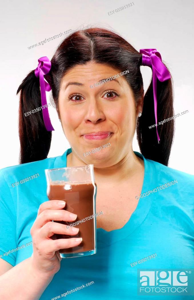 Funny fat girl drinking chocolate milk shake, Stock Photo, Picture And Low  Budget Royalty Free Image. Pic. ESY-035013921 | agefotostock