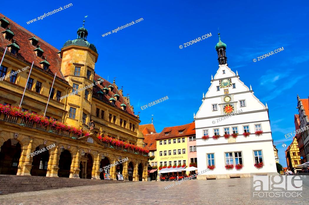 Stock Photo: Rothenburg Rathaus und Ratstrinkstube - Rothenburg in Germany, town hall and Councillors Tavern.