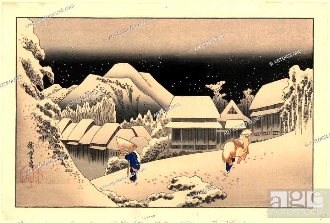Stock Photo: Kanbara, Ando, Hiroshige, 1797-1858, artist, [between 1833 and 1836, printed later], 1 print : woodcut, color ; 25.6 x 37.9 cm.