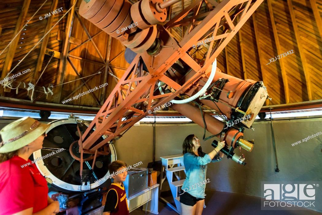Flagstaff, Arizona - Visitors to the Lowell Observatory view the 13-inch astrograph telescope in the..., Stock Photo, Picture And Rights Managed Image. Pic. X2J-2733432 | agefotostock