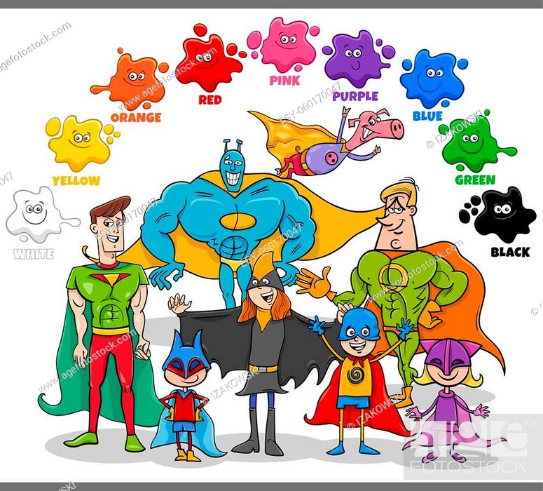 Educational cartoon illustration of basic colors for children with  superheroes fantasy characters..., Stock Vector, Vector And Low Budget  Royalty Free Image. Pic. ESY-060170047 | agefotostock