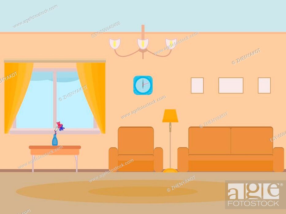 Vector illustration cartoon background living room. Home interior apartment  room, Stock Vector, Vector And Low Budget Royalty Free Image. Pic.  ESY-056640498 | agefotostock