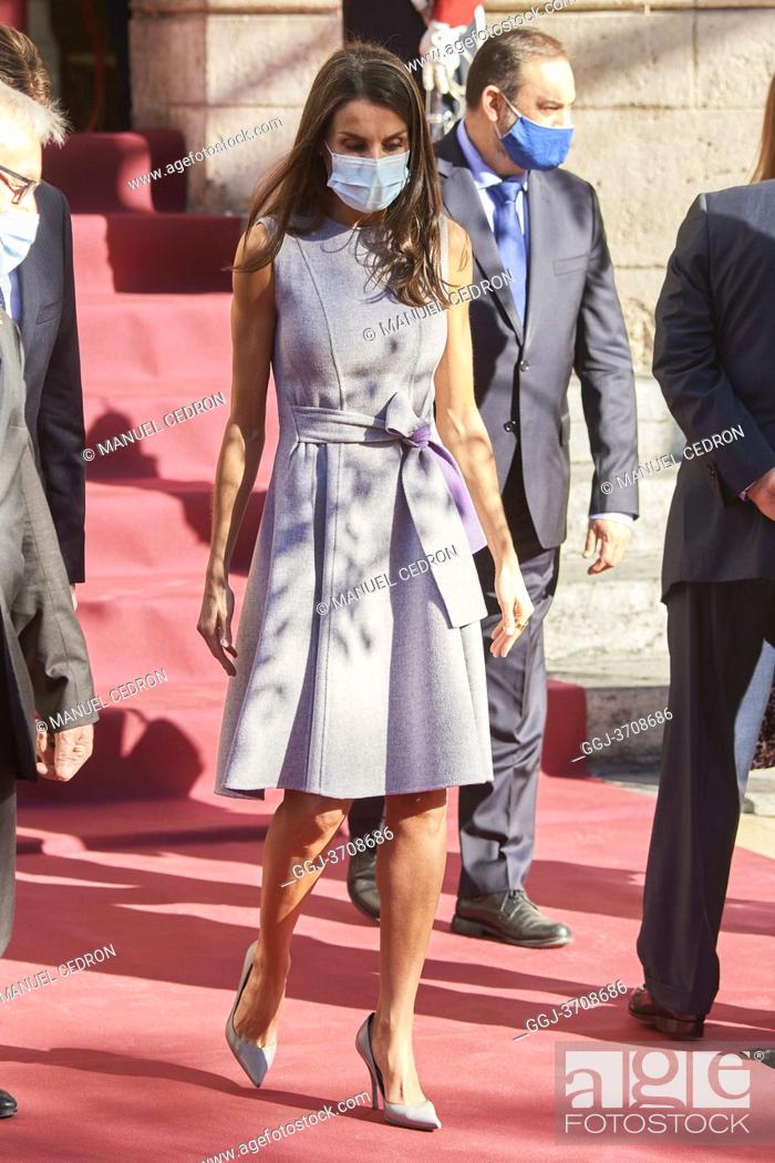Stock Photo: Queen Letizia of Spain attends Delivery of the 32nd edition of the 'Rei Jaume I Awards' at Lonja de los Mercaderes on November 30, 2020 in Valencia, Spain.