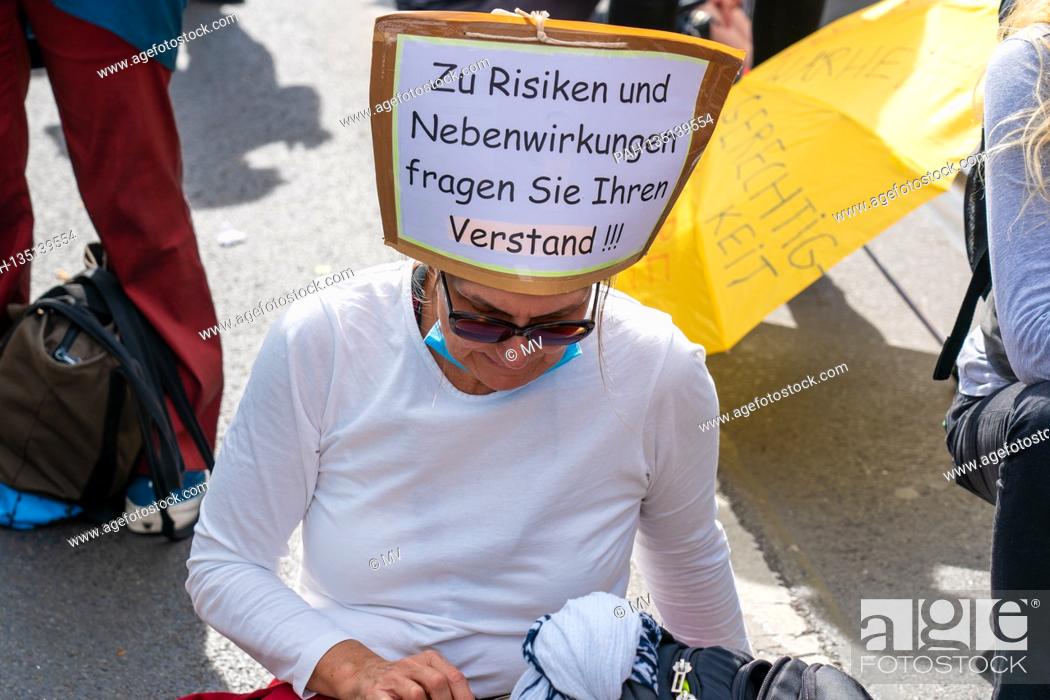 Stock Photo: August 29th, 2020, Berlin, Impression of the anti-Corona large-scale demo, which was again registered by the movement ""lateral thinking 711"" from Stuttgart.