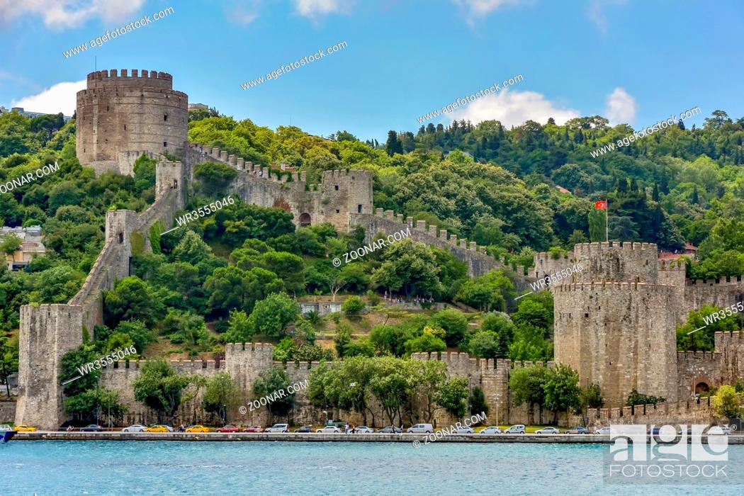 Stock Photo: Ancient walls on the Bosphorus at the time of the Crusades in Istanbul used by the Ottoman Empire to defend the city from the attacks.