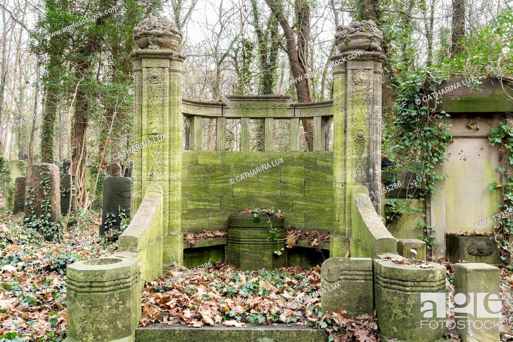 Stock Photo: Berlin, Jewish cemetery Berlin Weissensee, largest surviving Jewish cemetery in Europe, dilapidated tomb.