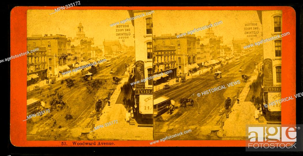 Stock Photo: Woodward Avenue, Detroit, Michigan. Robert N. Dennis collection of stereoscopic views United States States Michigan Stereoscopic views of Detroit, Michigan.