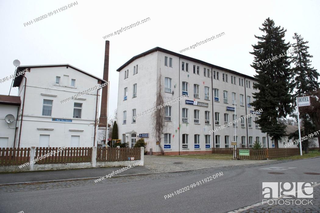Stock Photo: View onto the Neisseblick hotel in Ostritz, Germany, 01 Febuary 2018. The National Democratic Party of Germany (NPD) has planned a major event at the hotel for.
