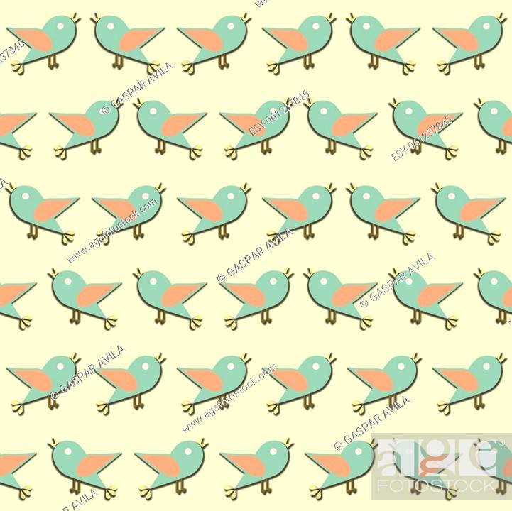 Vector: Birds pattern on a light yellow background.