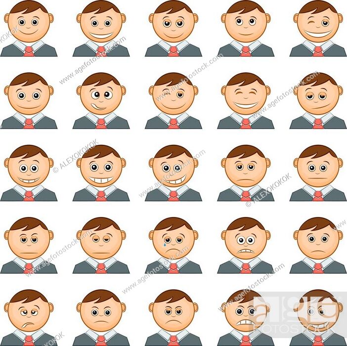 Set of Funny Round Smilies or Avatars, Cartoon Characters in Business Suits  and Ties, Stock Vector, Vector And Low Budget Royalty Free Image. Pic.  ESY-042390506 | agefotostock